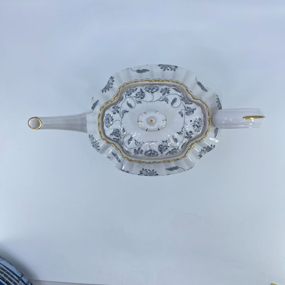 spode colonel gray bone china tea coffee pot floral garland gold trim - Picture 5 of 8